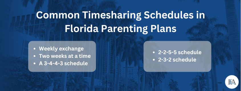 common timesharing schedules in Florida parenting plans